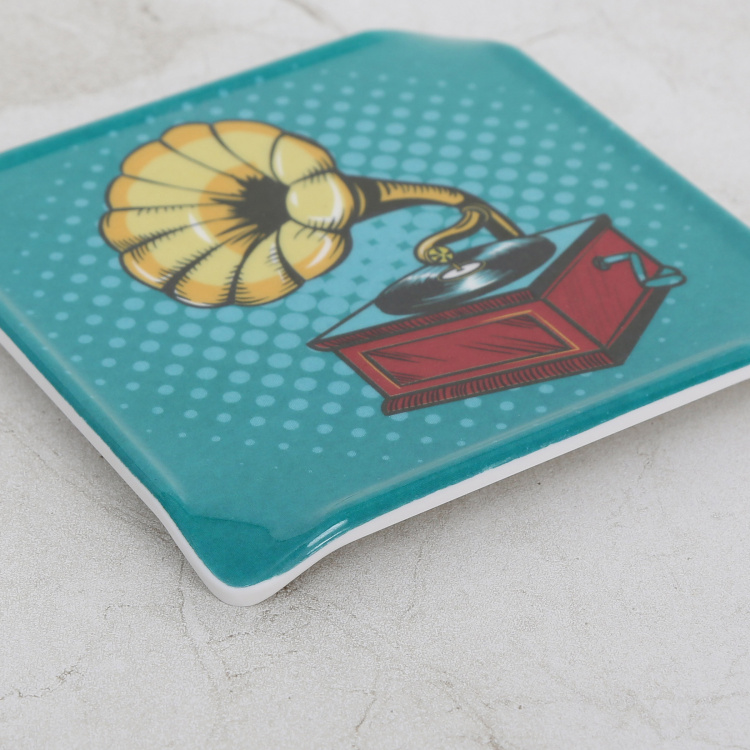 Raisa-Retro Printed Coaster Set  - Melamine -  Coaster - 9 cm  L x 9 cm  W - Multicolour