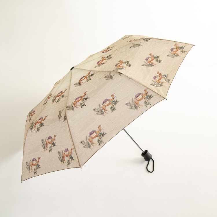 Canopy Polyester Camel Print Three-Fold Umbrella - 104 cm diameter