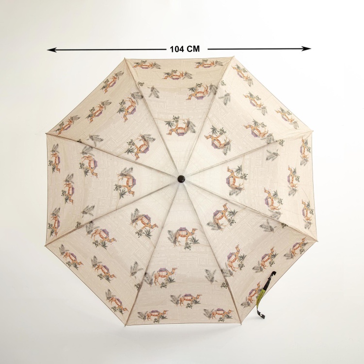 Canopy Polyester Camel Print Three-Fold Umbrella - 104 cm diameter