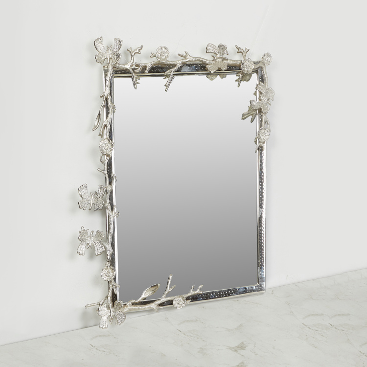 Splendid - Metal 23.5 x 18" Inches Butterfly Wall Mirrors : 60 cm  L x 46 cm  W x 7 cm  H - Silver"