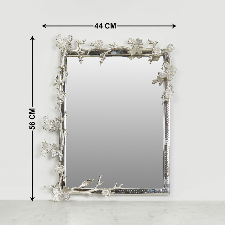 Splendid - Metal 23.5 x 18" Inches Butterfly Wall Mirrors : 60 cm  L x 46 cm  W x 7 cm  H - Silver"