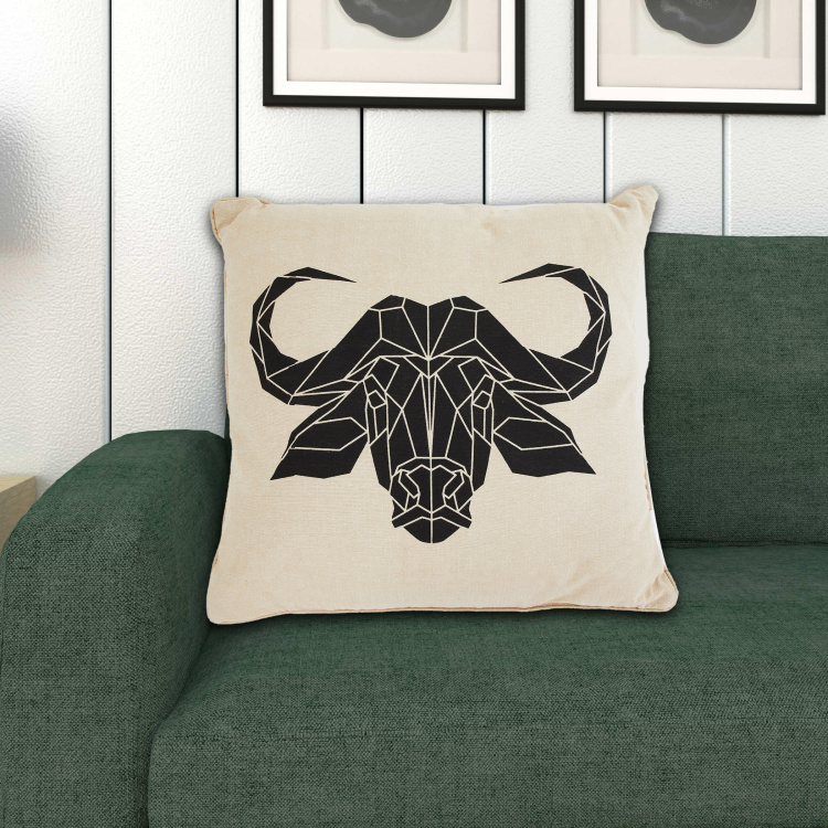 Laurel Bull Print Filled Cushion - 45 x 45 cm