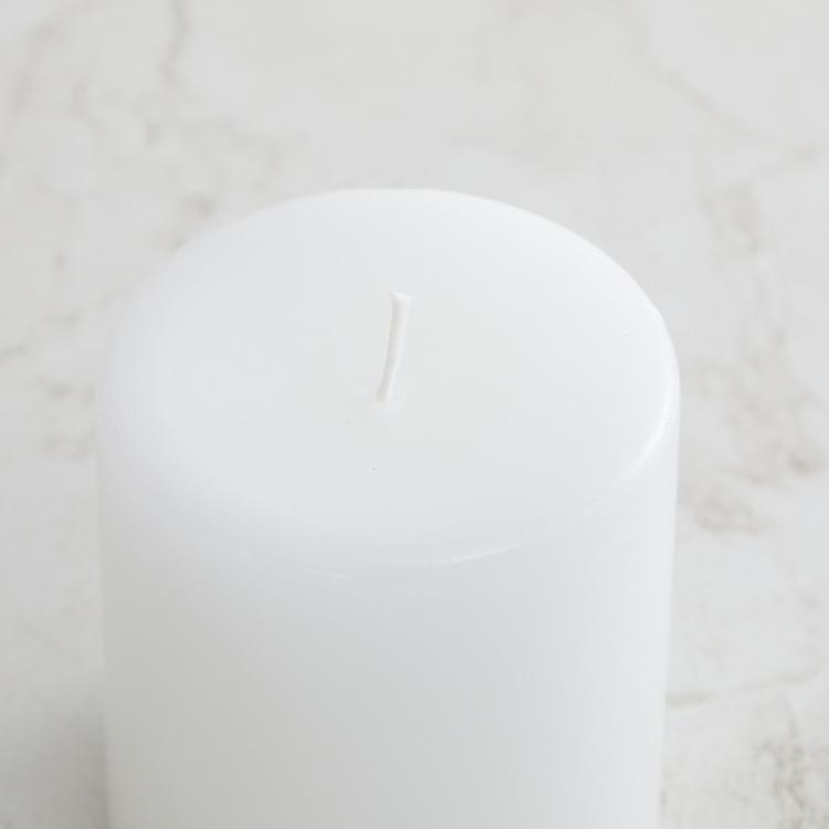 Marshmallow Solid  Wax Pillar Candle - Single Pc- 6.5 cm x 6.5 cm  x 7.6 cm white