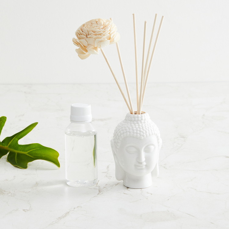 Marshmallow Ceramic Buddha Lily Reed Diffuser Set