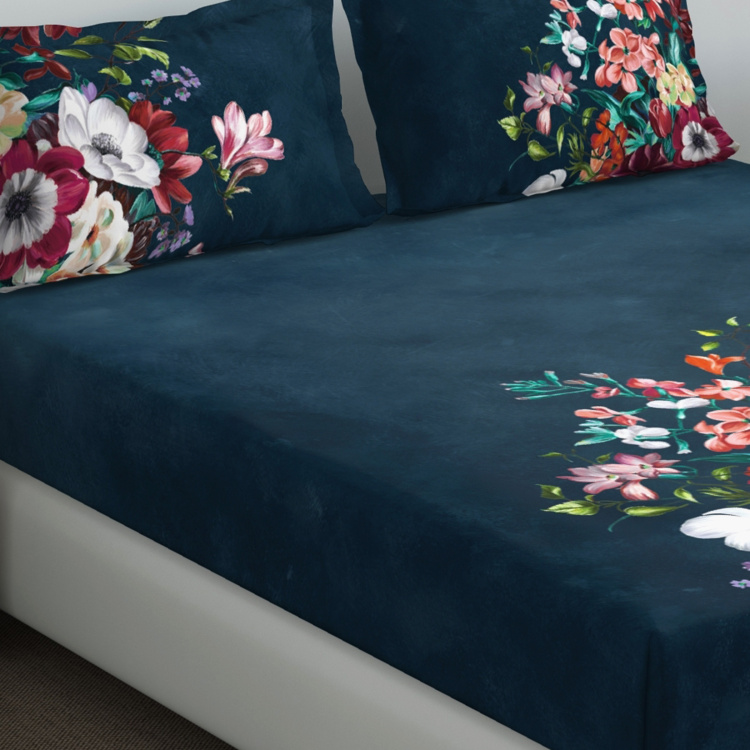 D'DECOR Deep Forest Floral Print 5-Piece King Size Bedsheet Set - 274 x 274 cm