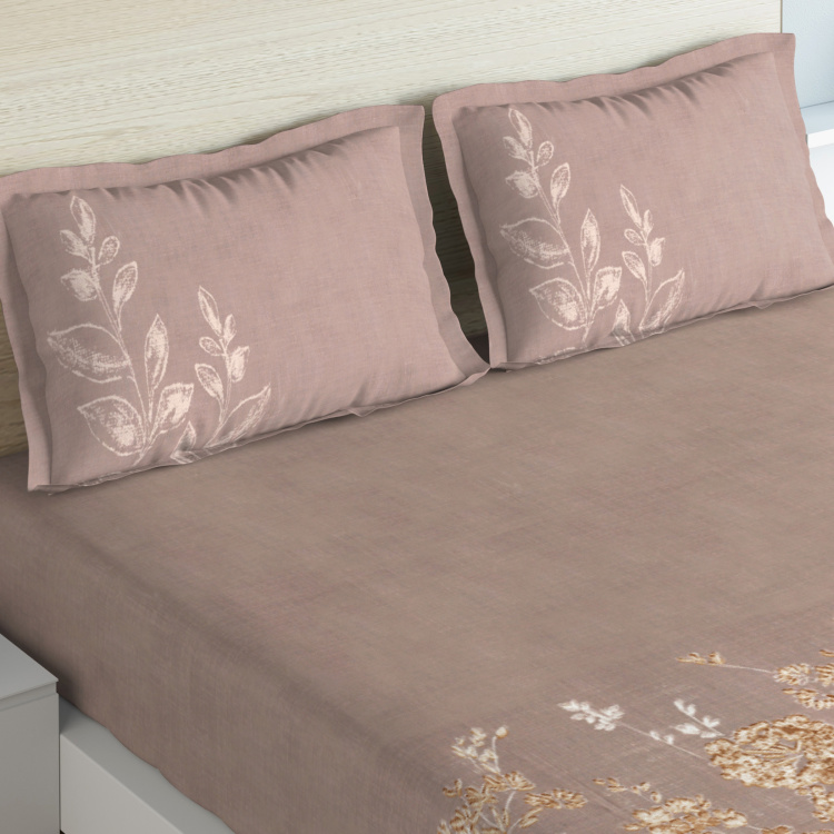 D'DECOR Elemental Floral Print 3-Piece Queen-Size Bedsheet Set - 274 x 229 cm