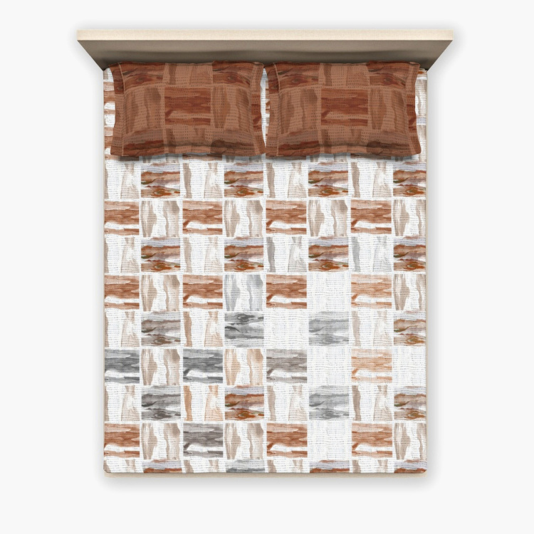 D'DECOR Elemental Printed 3-Piece Bedsheet Set - 274 x 229 cm