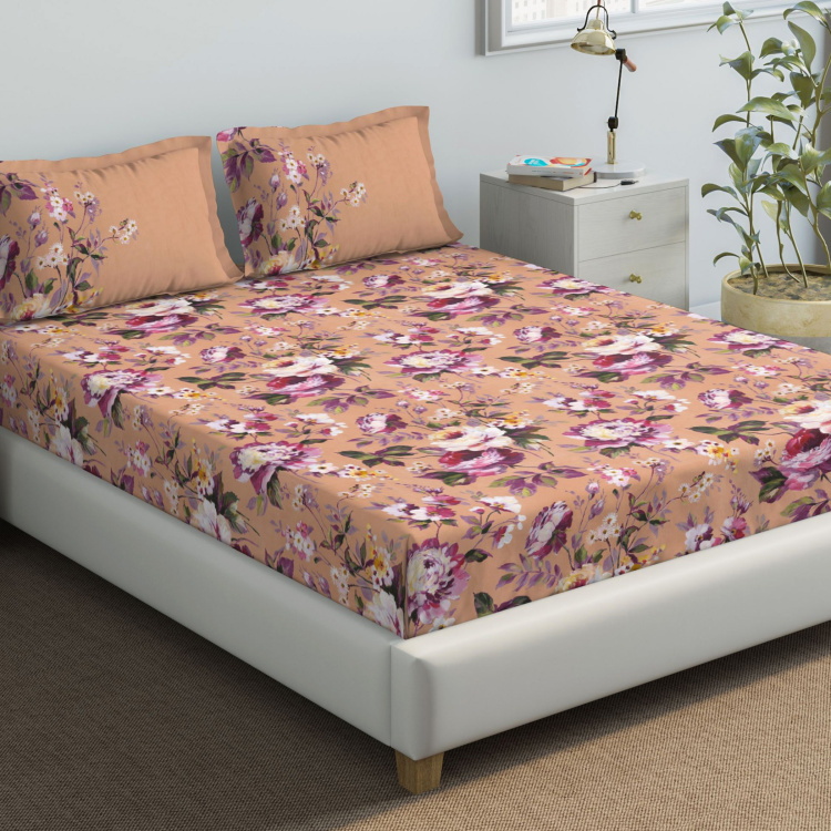 D'DECOR Home Treats Floral Print 3-Piece Bedsheet Set - 274 x 229 cm
