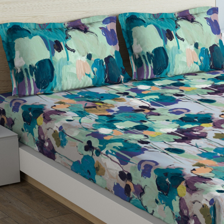 D'DECOR Maxima Floral Print 3-Piece Bedsheet Set - 274 x 274 cm