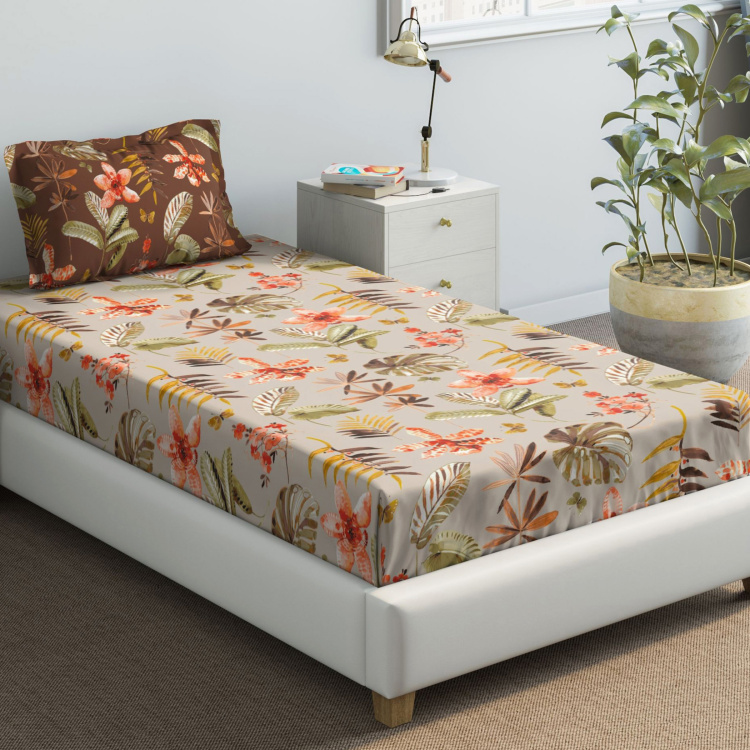 D'DECOR Primary Tropical Print 2-Piece Single Bedsheet Set - 190 x 254 cm