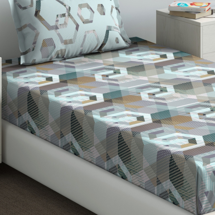 D'DECOR Primary Geometric Print 2-Piece Bedsheet Set - 190 x 254 cm
