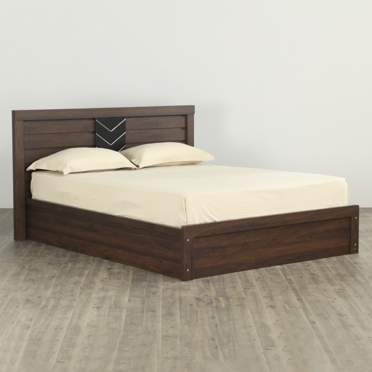 Lewis Zuri Queen-Size Bed with Box Storage - Brown