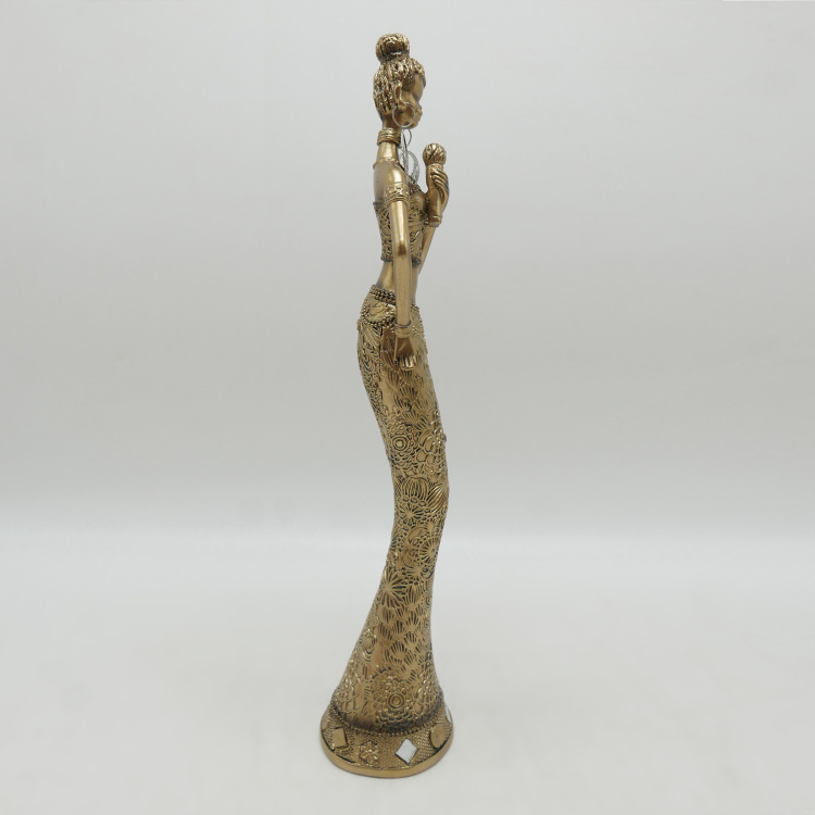 Corsica Jaguar - Gold Polyresin African Musician Figurine