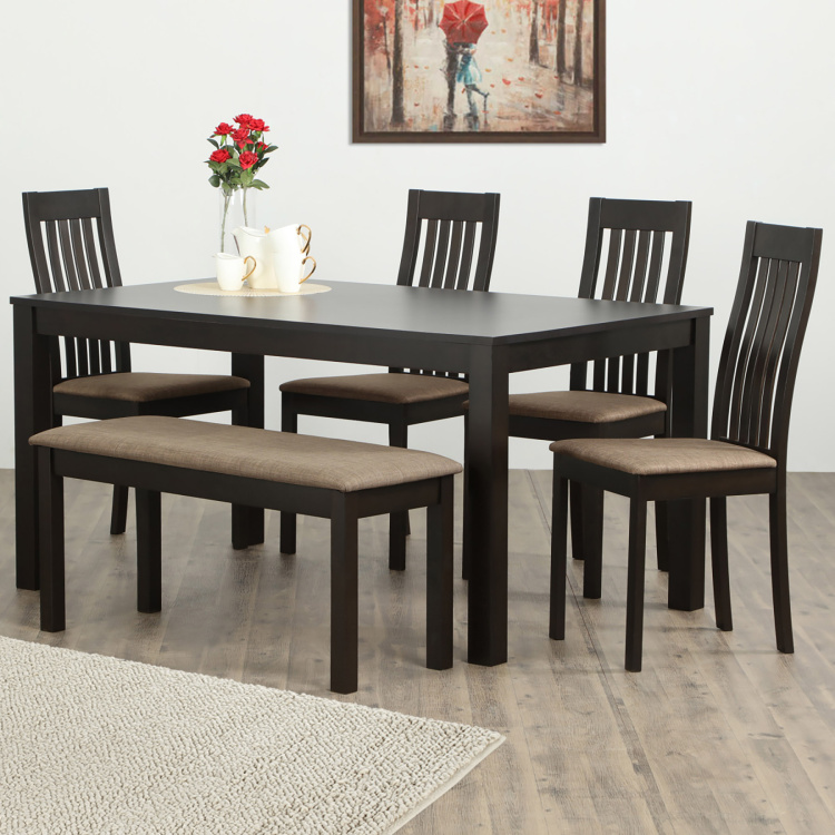 Diana Brown 6 Seater Dining Table With, Solid Wood Dining Table And 4 Chairs