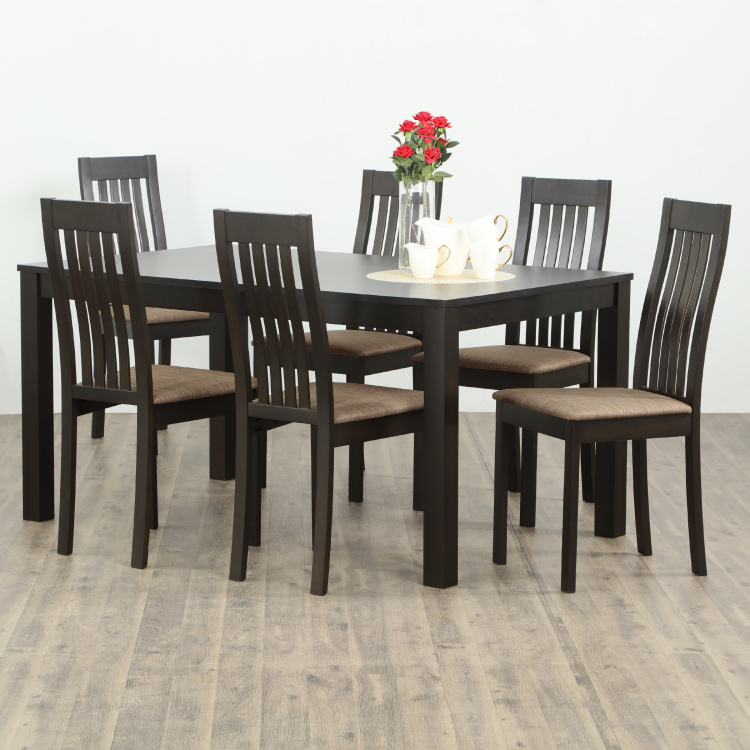 Diana Brown Rubber Wood 6 Seater Dining, Round Table Sets For 6
