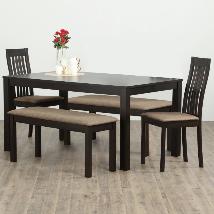 Diana Brown Beech Wood 6 Seater Dining, Dining Room Table 2 Chairs And Bench