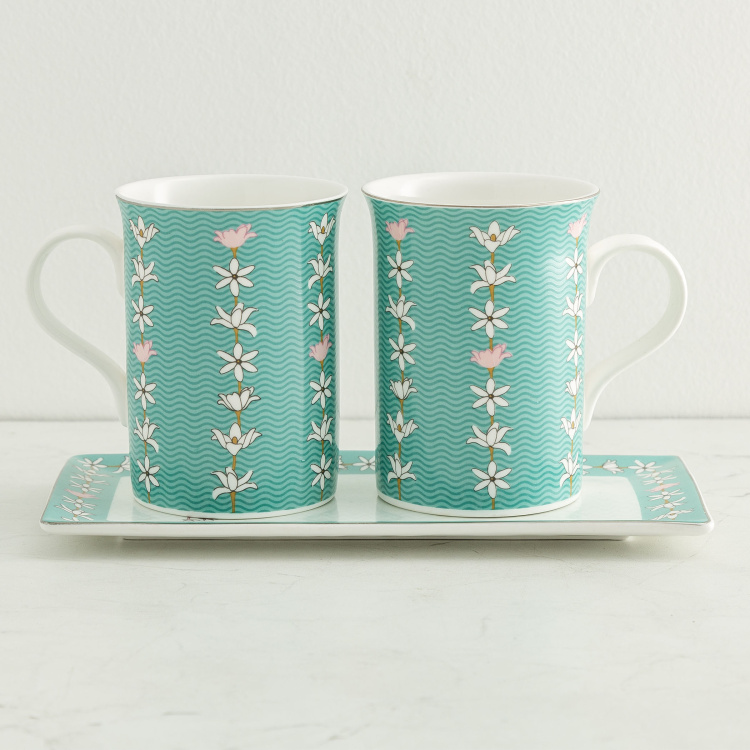 Tropical Retreat Printed Mugs with Platter