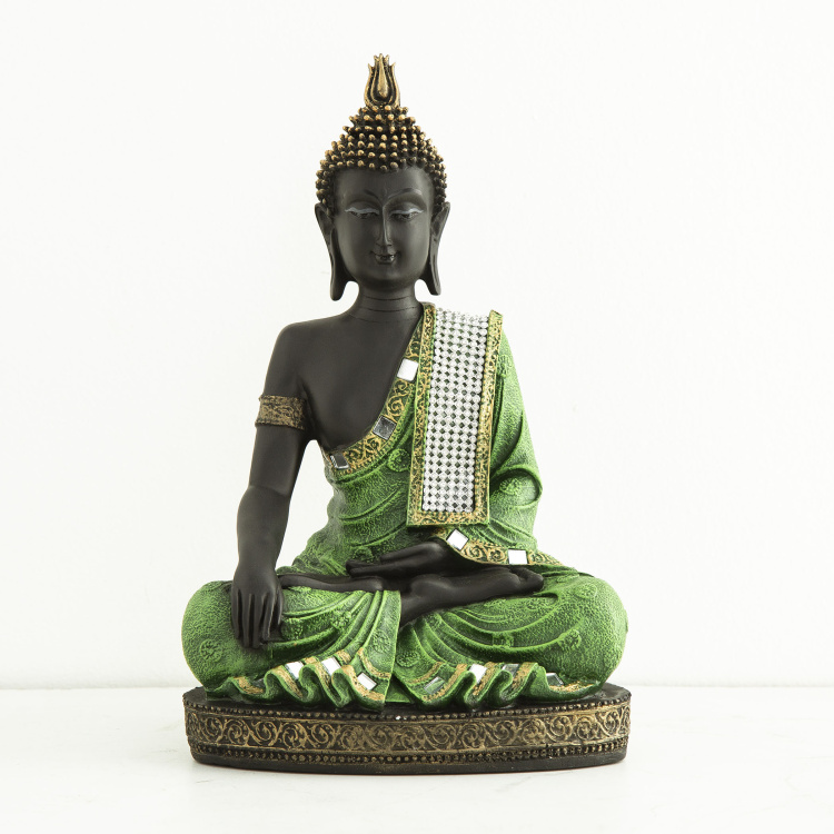 Corsica Harmony - Black And Green Embellished Buddha Figurine