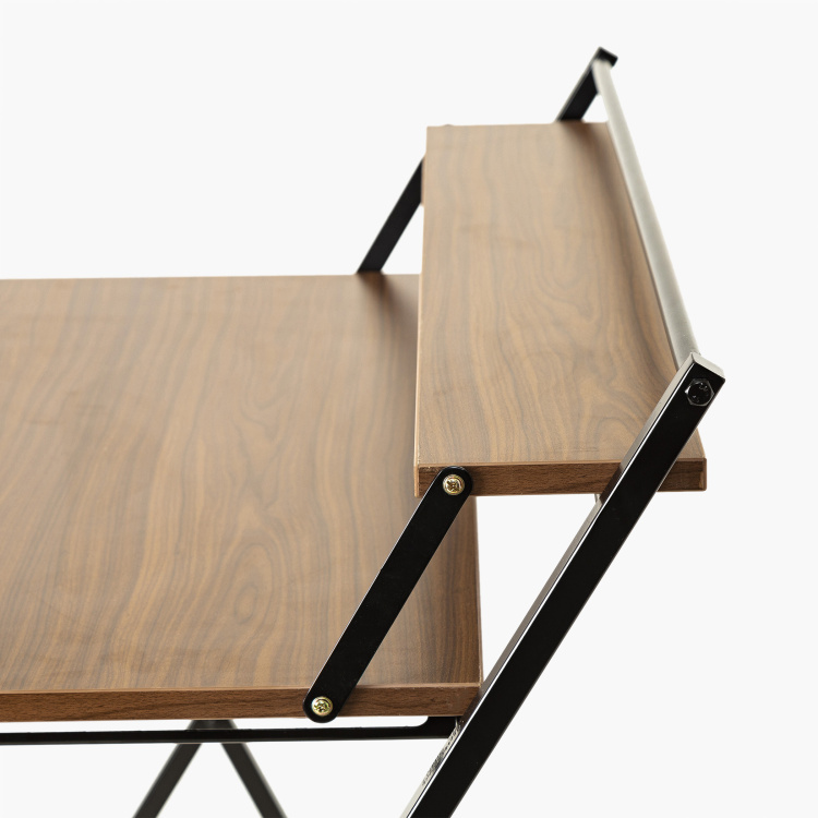 Helios Cairo Two-Tier Folding Table -  90 cm x 50 cm x 93.5 cm - Brown
