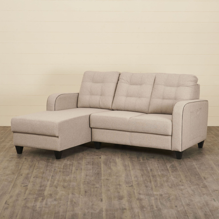 Montoya Beige Fabric Three Seater Left Corner Sofa
