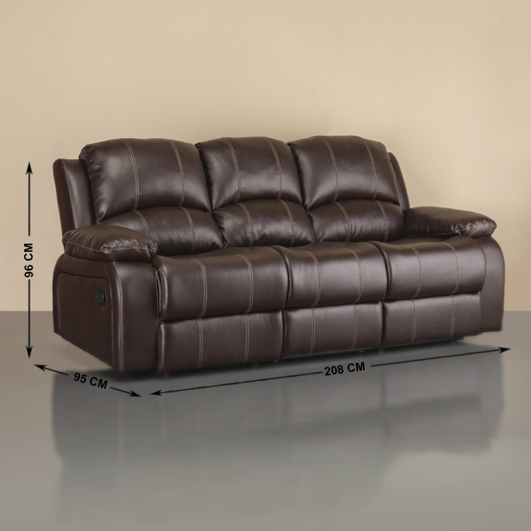 Madrid Nxt Dark Brown Faux Leather, 3 Seater Brown Leather Sofa
