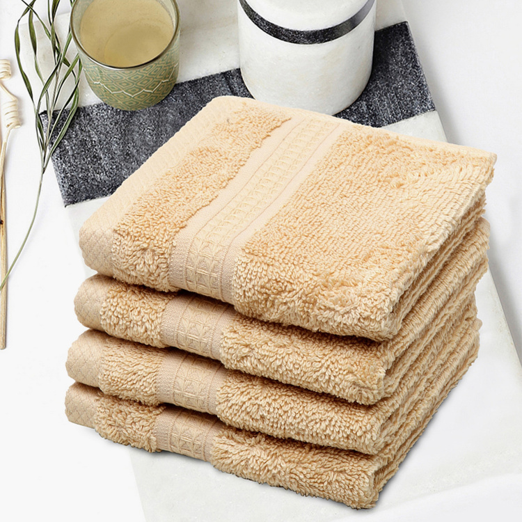 SPACES Organic Cotton Solid Hand Towels - Set of 4 Pcs- 30 x 30cm