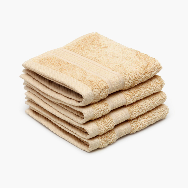 SPACES Organic Cotton Solid Hand Towels - Set of 4 Pcs- 30 x 30cm