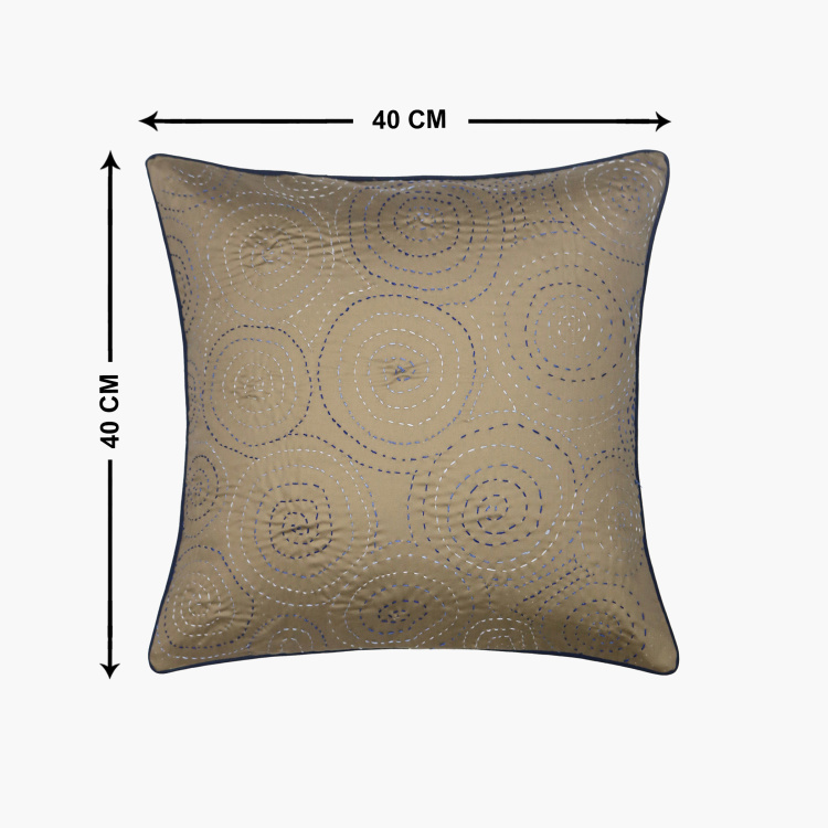 SPACES Spun Kantha Embroidered Cushion Cover - 40 cm x 40 cm