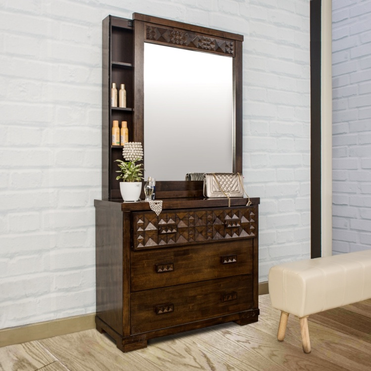 Rio Dresser With Mirror Brown, Does A Mirror Have To Be Centered Over Dresser